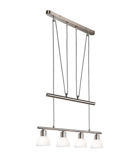 Mattes Bar Pendant Ceiling Light Nickel Matt 4x E14 3000K