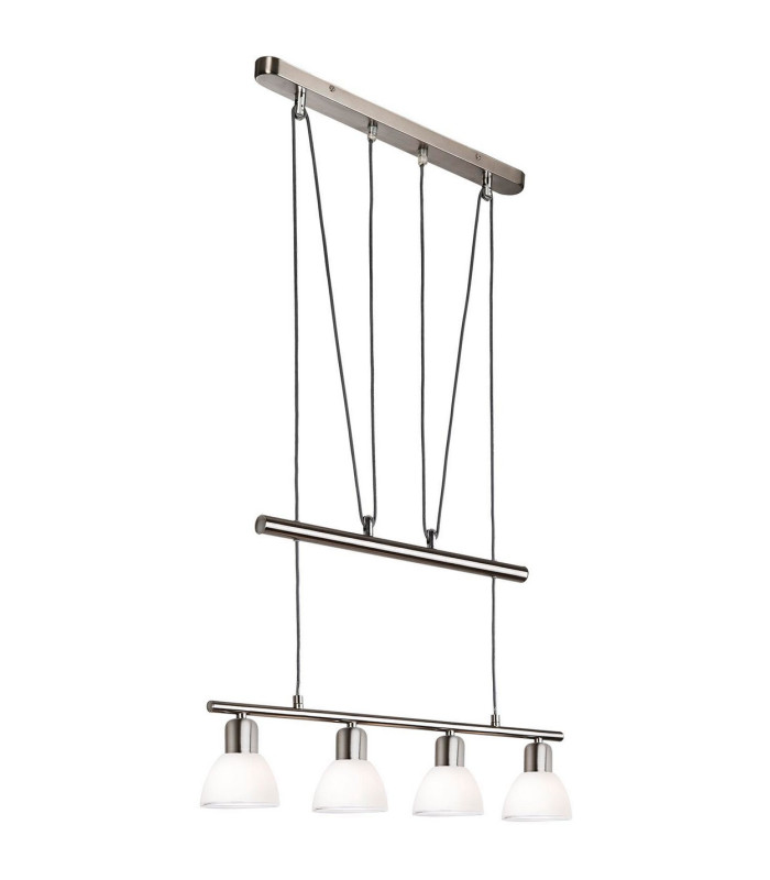 Mattes Bar Pendant Ceiling Light Nickel Matt 4x E14 3000K