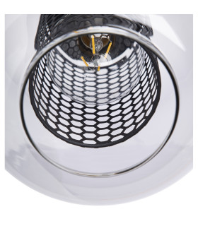 Ando Dome Pendant Ceiling Light Black Smoke Glass Shade 1x E27-2