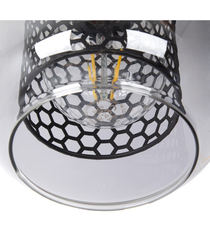 Ando Bar Pendant Ceiling Light Black Smoke Glass Shade 4x E27-4
