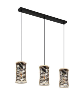 Mali Bar Pendant Ceiling Light Matt Black 3x E27-2