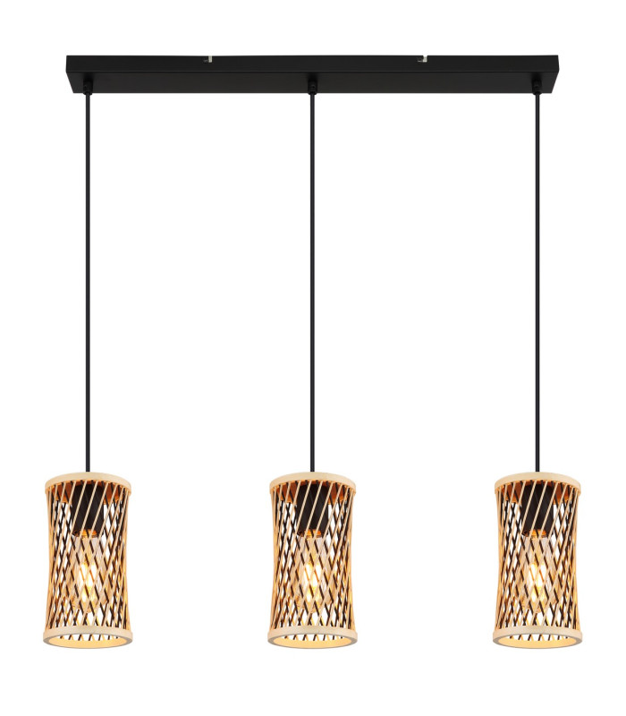 Mali Bar Pendant Ceiling Light Matt Black 3x E27-3