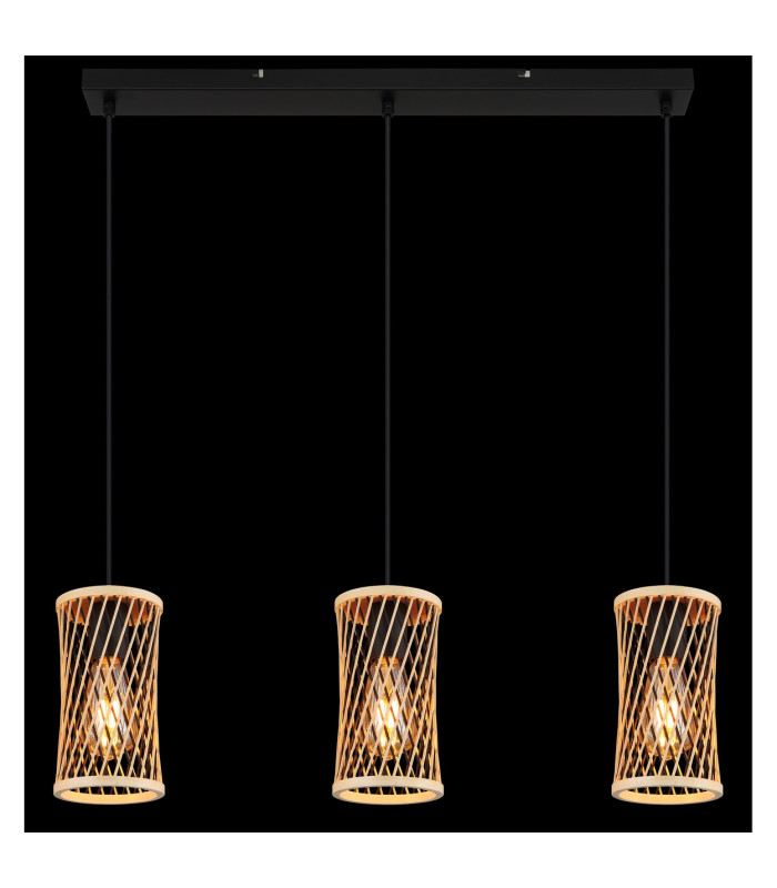 Mali Bar Pendant Ceiling Light Matt Black 3x E27-6