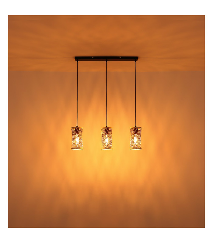Mali Bar Pendant Ceiling Light Matt Black 3x E27-7
