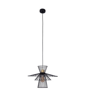 Tarek Wire Frame Pendant Ceiling Light Black 1x E27