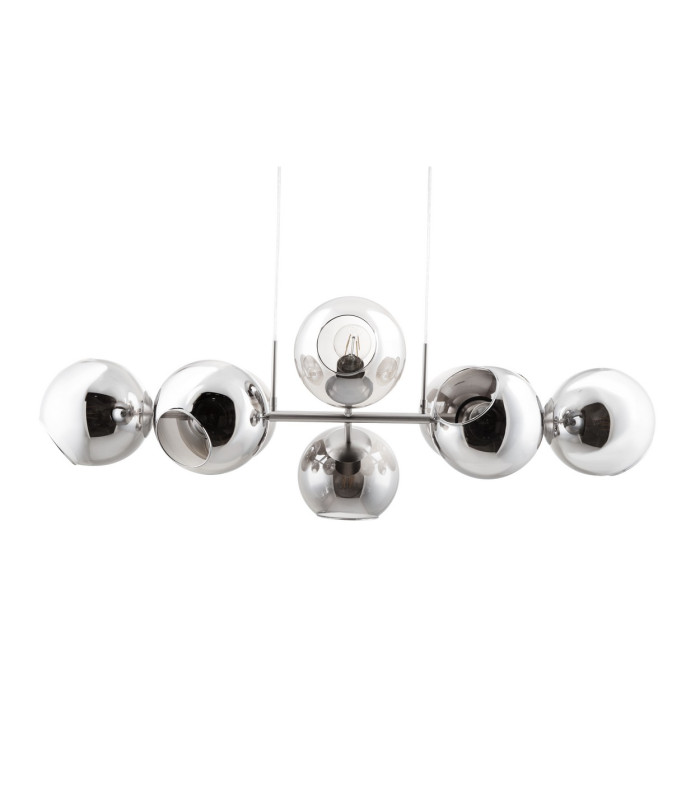 Pilar Bar Pendant Ceiling Light Nickel Matt Smoke Glass Shade 8x E27-2