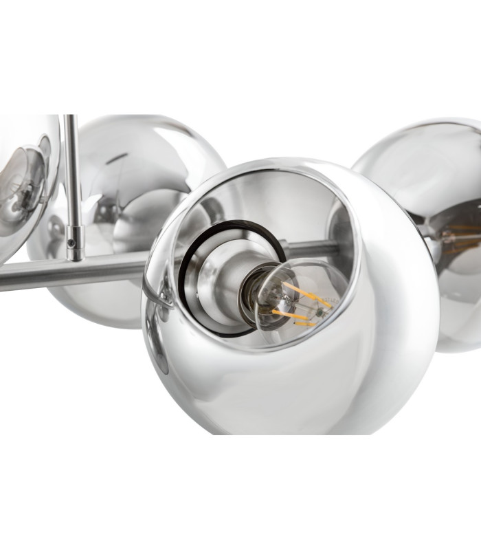 Pilar Bar Pendant Ceiling Light Nickel Matt Smoke Glass Shade 8x E27-3
