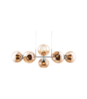 Pilar Bar Pendant Ceiling Light Nickel Matt Amber Glass Shade 8x E27-1