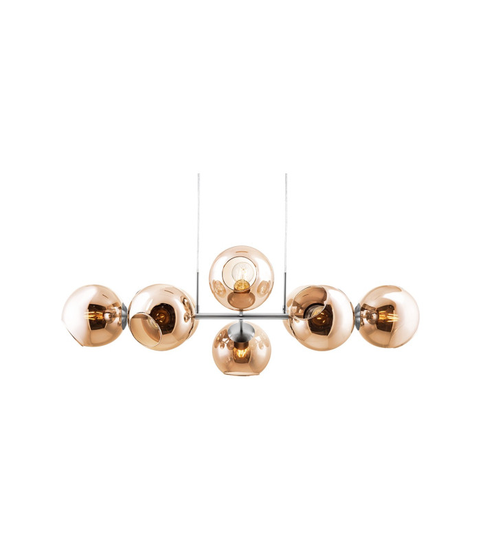 Pilar Bar Pendant Ceiling Light Nickel Matt Amber Glass Shade 8x E27-1