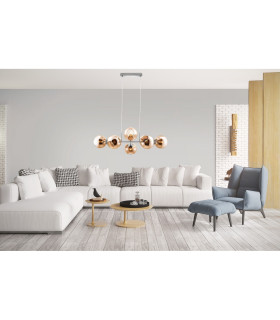 Pilar Bar Pendant Ceiling Light Nickel Matt Amber Glass Shade 8x E27-2