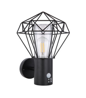 Horace PIR Outdoor Wall Lamp Black IP44 1x E27-2