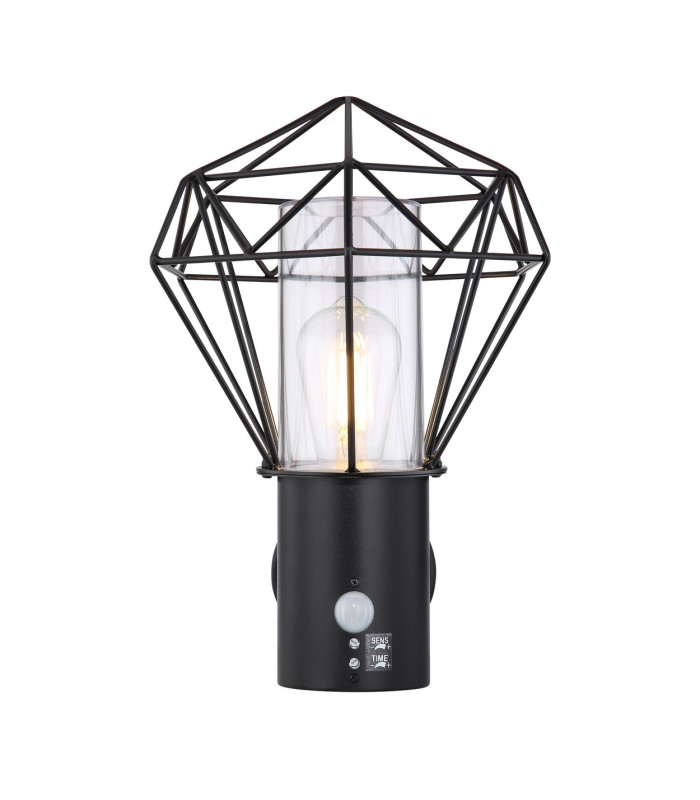 Horace PIR Outdoor Wall Lamp Black IP44 1x E27-3