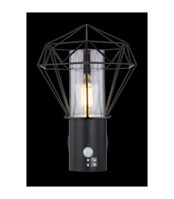 Horace PIR Outdoor Wall Lamp Black IP44 1x E27-5
