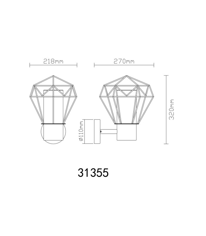 Horace Outdoor Wall Lamp Black IP44 1x E27-7