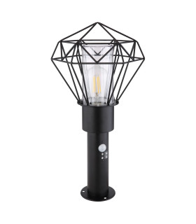 Horace PIR Outdoor Pedestal Light Black IP44 1x E27-2