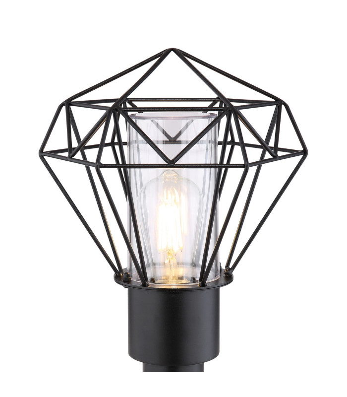 Horace PIR Outdoor Pedestal Light Black IP44 1x E27-3