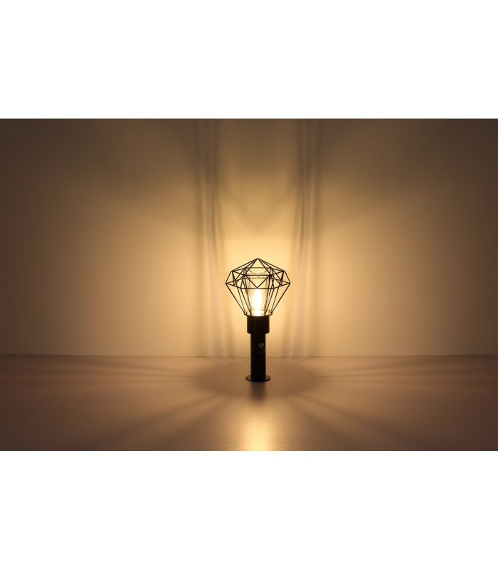 Horace PIR Outdoor Pedestal Light Black IP44 1x E27-5