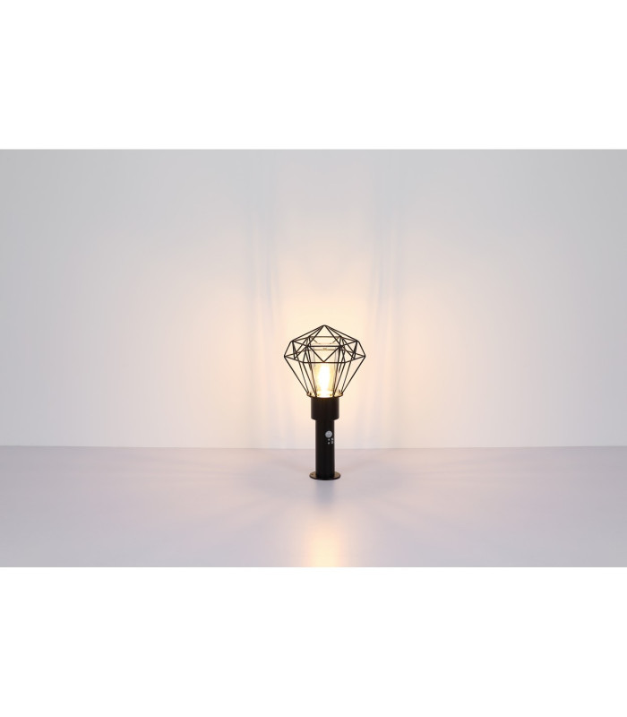 Horace PIR Outdoor Pedestal Light Black IP44 1x E27-6