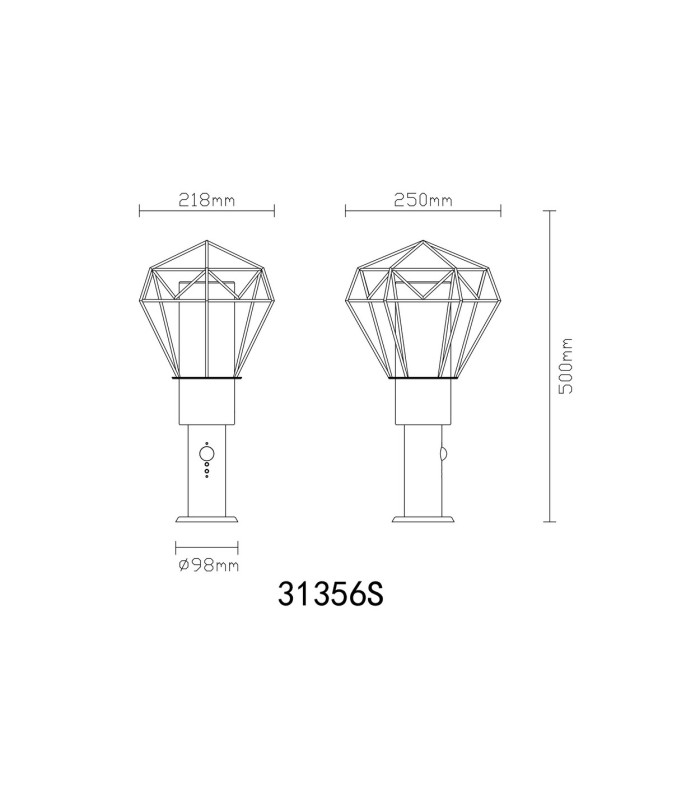 Horace PIR Outdoor Pedestal Light Black IP44 1x E27-9