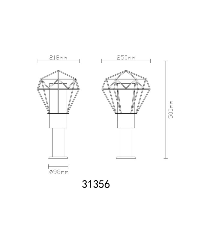 Horace Outdoor Pedestal Light Black IP44 1x E27-6