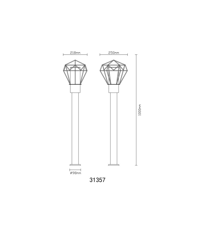 Horace Outdoor Bollard Black IP44 1x E27-6