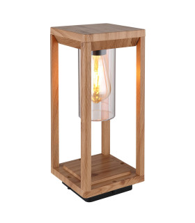 Candela Outdoor Pedestal Light Wood Look IP44 1x E27-1