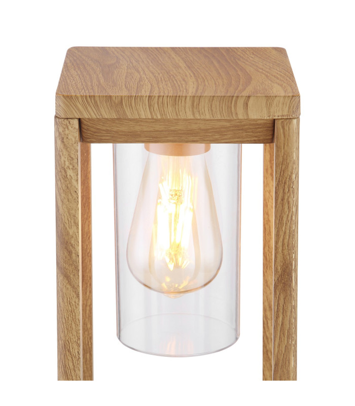 Candela Outdoor Pedestal Light Wood Look IP44 1x E27-4