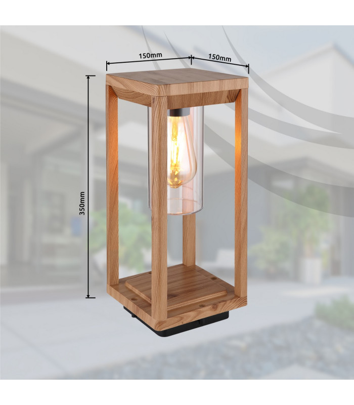 Candela Outdoor Pedestal Light Wood Look IP44 1x E27-11