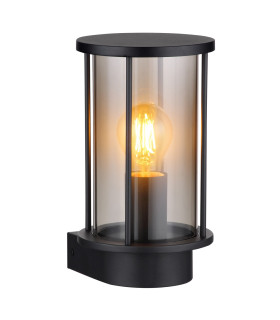 Gracey Outdoor Wall Lantern Matt Black IP54 Smoke Glass Shade 1x E27-1
