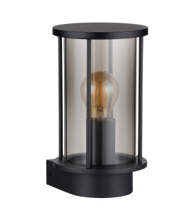 Gracey Outdoor Wall Lantern Matt Black IP54 Smoke Glass Shade 1x E27-2