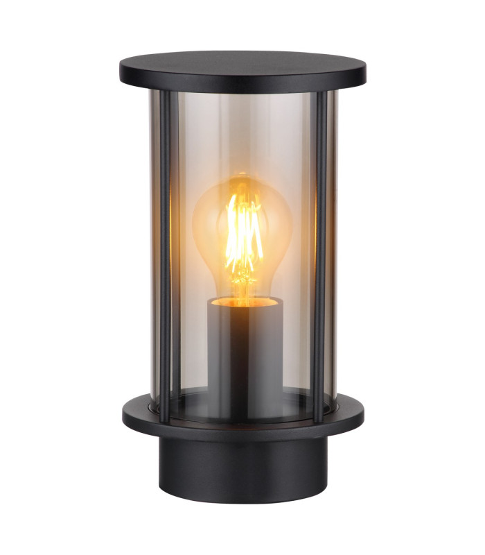 Gracey Outdoor Wall Lantern Matt Black IP54 Smoke Glass Shade 1x E27-3