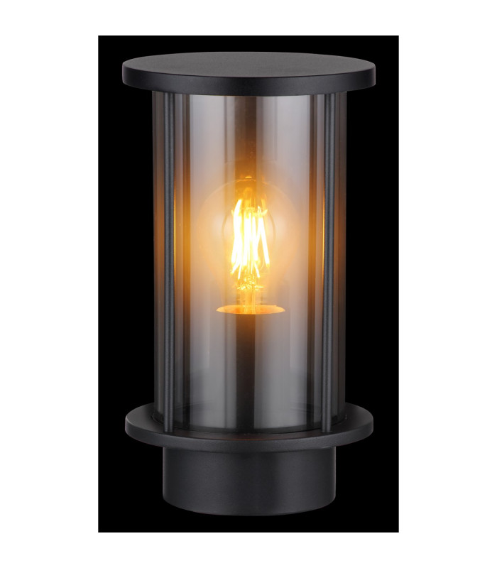 Gracey Outdoor Wall Lantern Matt Black IP54 Smoke Glass Shade 1x E27-5