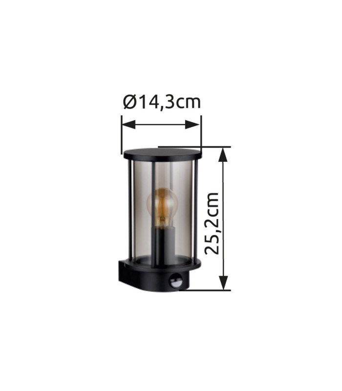 Gracey Outdoor Wall Lantern Matt Black IP54 Smoke Glass Shade 1x E27-7