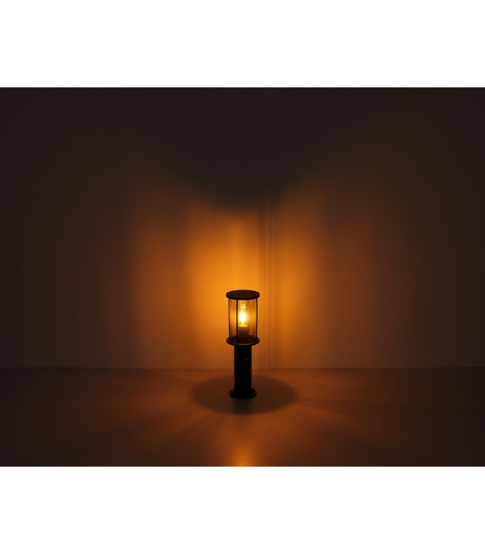 Gracey Outdoor Pedestal Light Matt Black IP54 Smoke Glass Shade 1x E27 Dawn Dusk Sensor-4