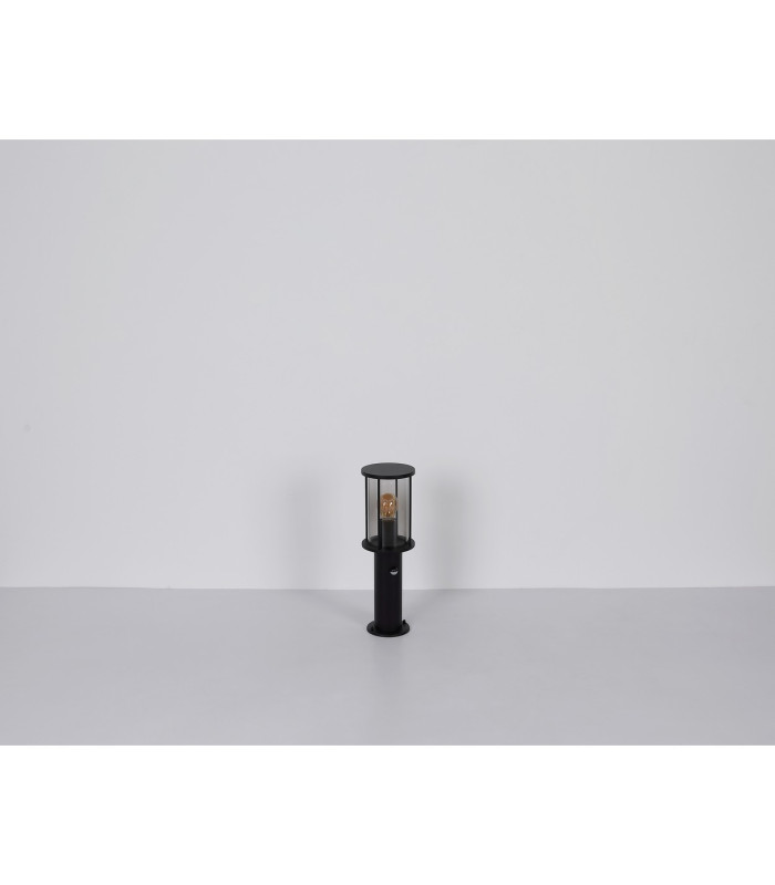 Gracey Outdoor Pedestal Light Matt Black IP54 Smoke Glass Shade 1x E27 Dawn Dusk Sensor-6