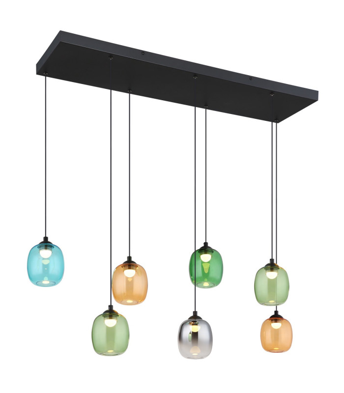 Minara Rectangle Cluster Pendant Ceiling Light Matt Black Glass Shade 6x LED 3000K-1
