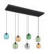 Minara Rectangle Cluster Pendant Ceiling Light Matt Black Glass Shade 6x LED 3000K-2