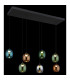 Minara Rectangle Cluster Pendant Ceiling Light Matt Black Glass Shade 6x LED 3000K-4
