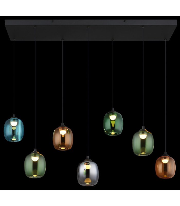 Minara Rectangle Cluster Pendant Ceiling Light Matt Black Glass Shade 6x LED 3000K-5