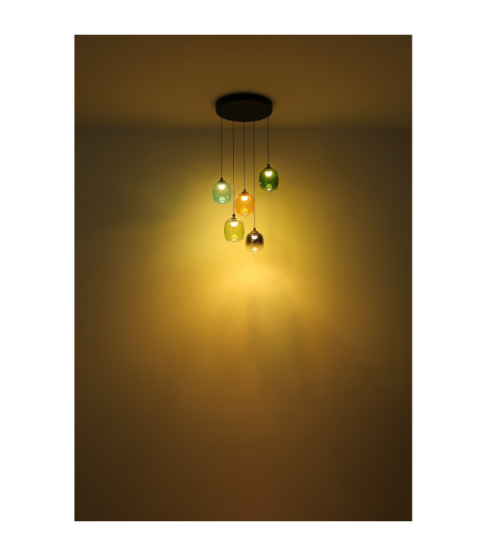 Minara Rectangle Cluster Pendant Ceiling Light Matt Black Glass Shade 6x LED 3000K-6