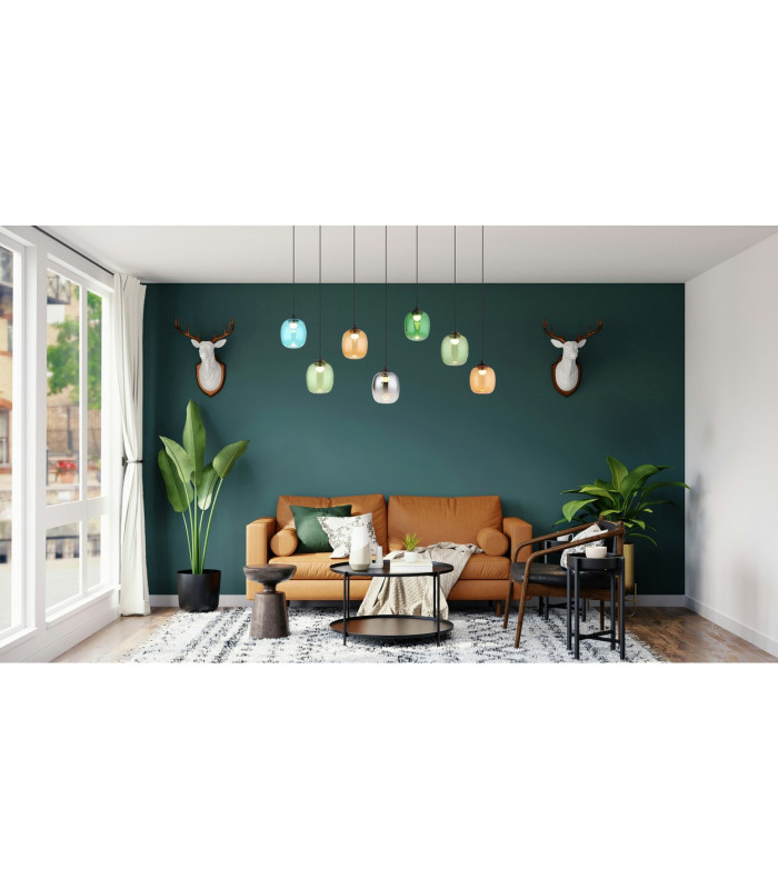 Minara Rectangle Cluster Pendant Ceiling Light Matt Black Glass Shade 6x LED 3000K-9
