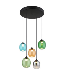 Minara Round Cluster Pendant Ceiling Light Matt Black Glass Shade 5x LED 3000K-1