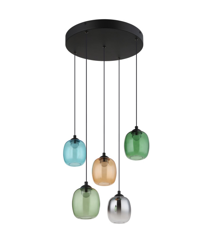 Minara Round Cluster Pendant Ceiling Light Matt Black Glass Shade 5x LED 3000K-2
