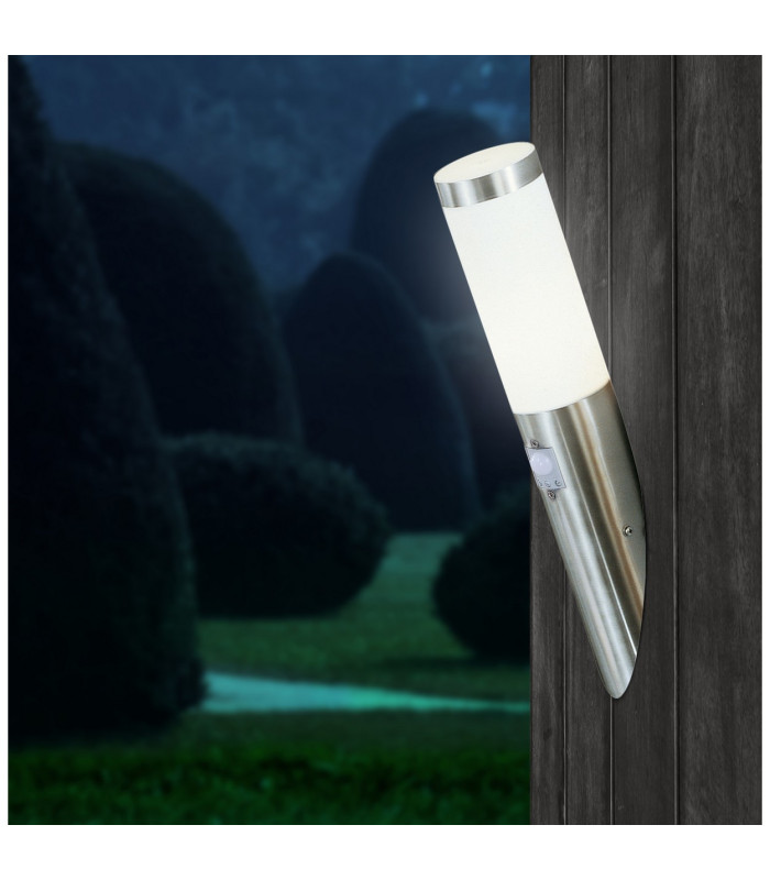 Boston PIR Outdoor Modern Wall Lamp Stainless Steel IP44 1x E27 3000K Dawn Dusk Sensor-12