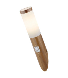 Boston PIR Outdoor Modern Wall Lamp Wood Look IP44 1x E27 Dawn Dusk Sensor-1