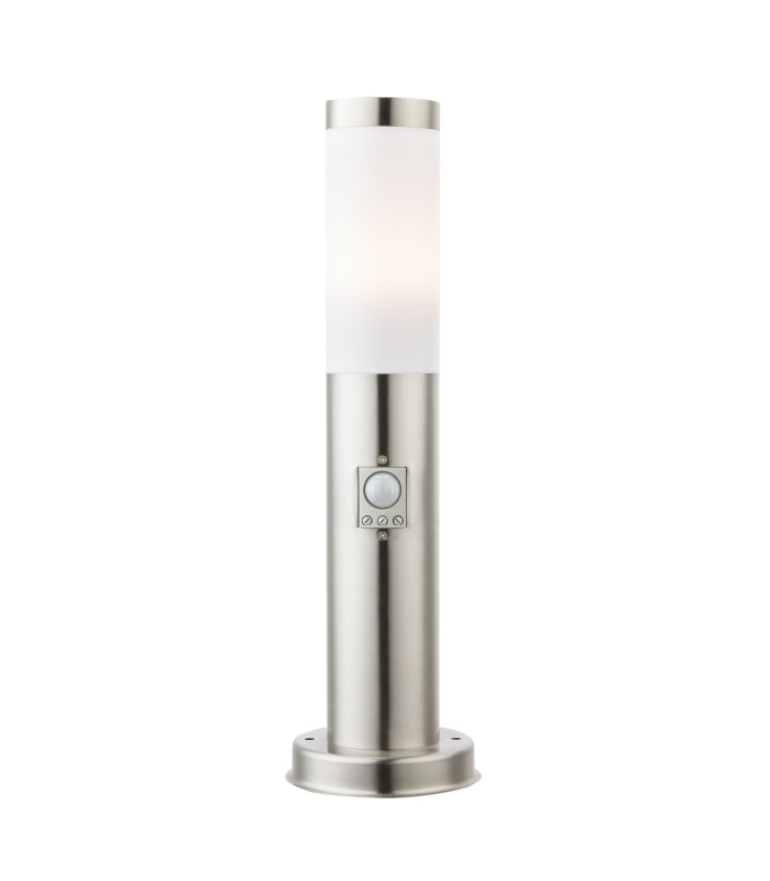 Boston Led PIR Outdoor Pedestal Light Stainless Steel IP44 1x E27 3000K Dawn Dusk Sensor-3