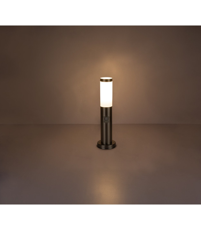 Boston Led PIR Outdoor Pedestal Light Stainless Steel IP44 1x E27 3000K Dawn Dusk Sensor-9