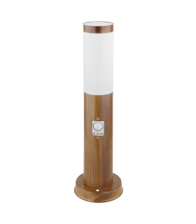 Boston PIR Outdoor Pedestal Light Wood Look IP44 1x E27 Dawn Dusk Sensor-2