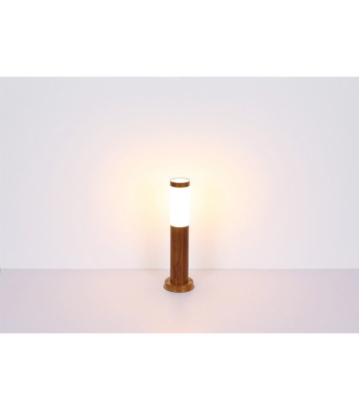 Boston PIR Outdoor Pedestal Light Wood Look IP44 1x E27 Dawn Dusk Sensor-4