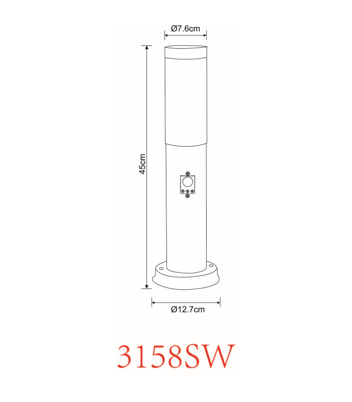 Boston PIR Outdoor Pedestal Light Wood Look IP44 1x E27 Dawn Dusk Sensor-7